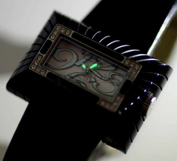 Roberce Robergé Lady’s “Dorado” Black resin with gold dust & diamonds in Steel ...